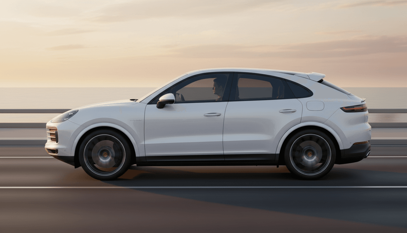 Porsche Cayenne au coucher de soleil